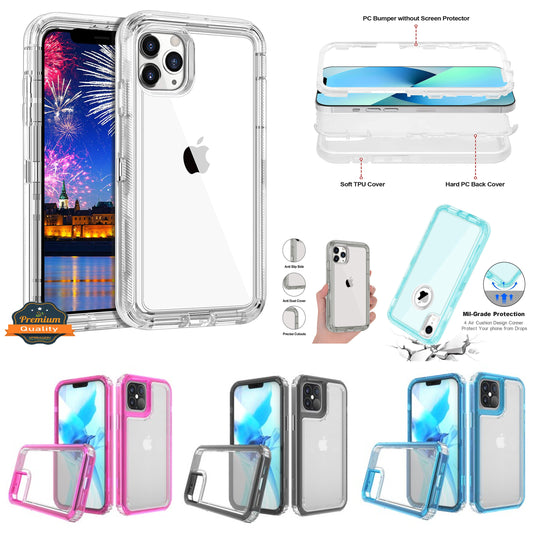 For Samsung Galaxy A22 5G Transparent 3 Layer Heavy Duty Rugged Full Body Shockproof Hybrid Hard PC + TPU Bumper Protective  Phone Case Cover