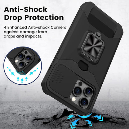 For Samsung Galaxy A13 5G Wallet Case with Slide Camera Protection, Credit Card Slot & Ring Kickstand Magnetic Car Mount  Phone Case Cover