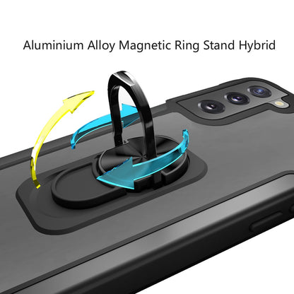 For Samsung Galaxy S22+ Plus Clear Military Grade Design Hybrid with Ring Holder Kickstand [Magnetic Car Mount Feature]  Phone Case Cover