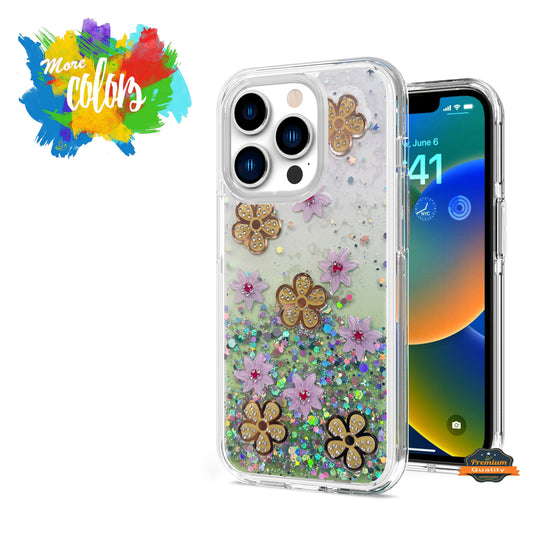 For Samsung Galaxy A53 5G Floral Stylish Design Glitter Shiny Hybrid Rubber TPU Hard PC Shockproof Armor Slim Fit  Phone Case Cover