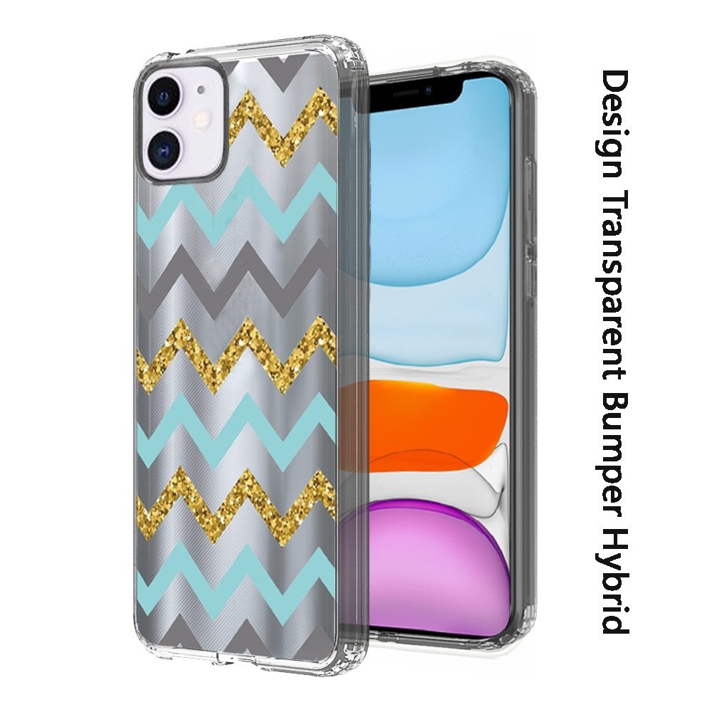 For Apple iPhone 13 (6.1") Fashion Hybrid Design Image Transparent Rubber TPU Protector Thin Shell Back PC Armor  Phone Case Cover