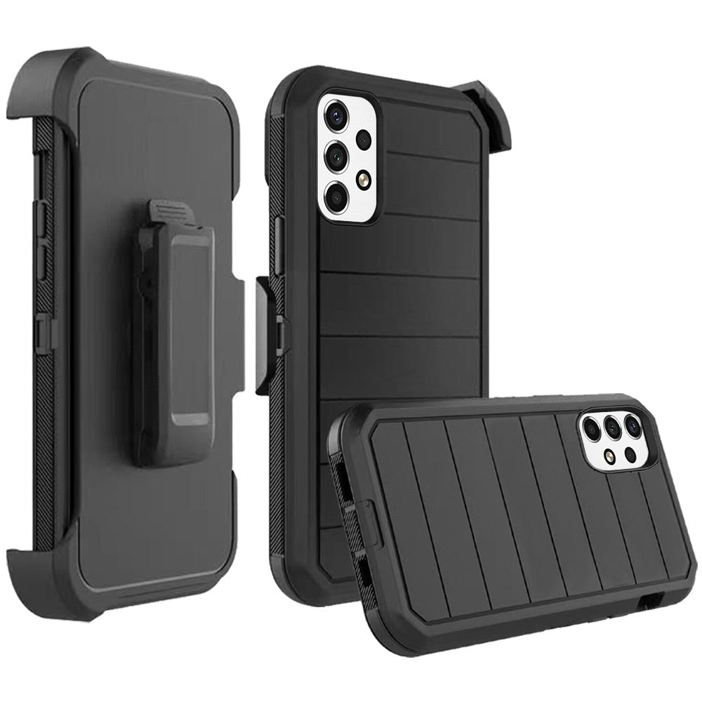 For Apple iPhone 14 Pro (6.1") Combo 3in1 Holster Heavy Duty Rugged with Swivel Belt Clip and Kickstand Black Phone Case Cover