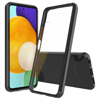 For Boost Mobile Celero 5G Hybrid Slim Crystal Clear Transparent Shock-Absorption Bumper with TPU + Hard PC Back Frame Black Phone Case Cover