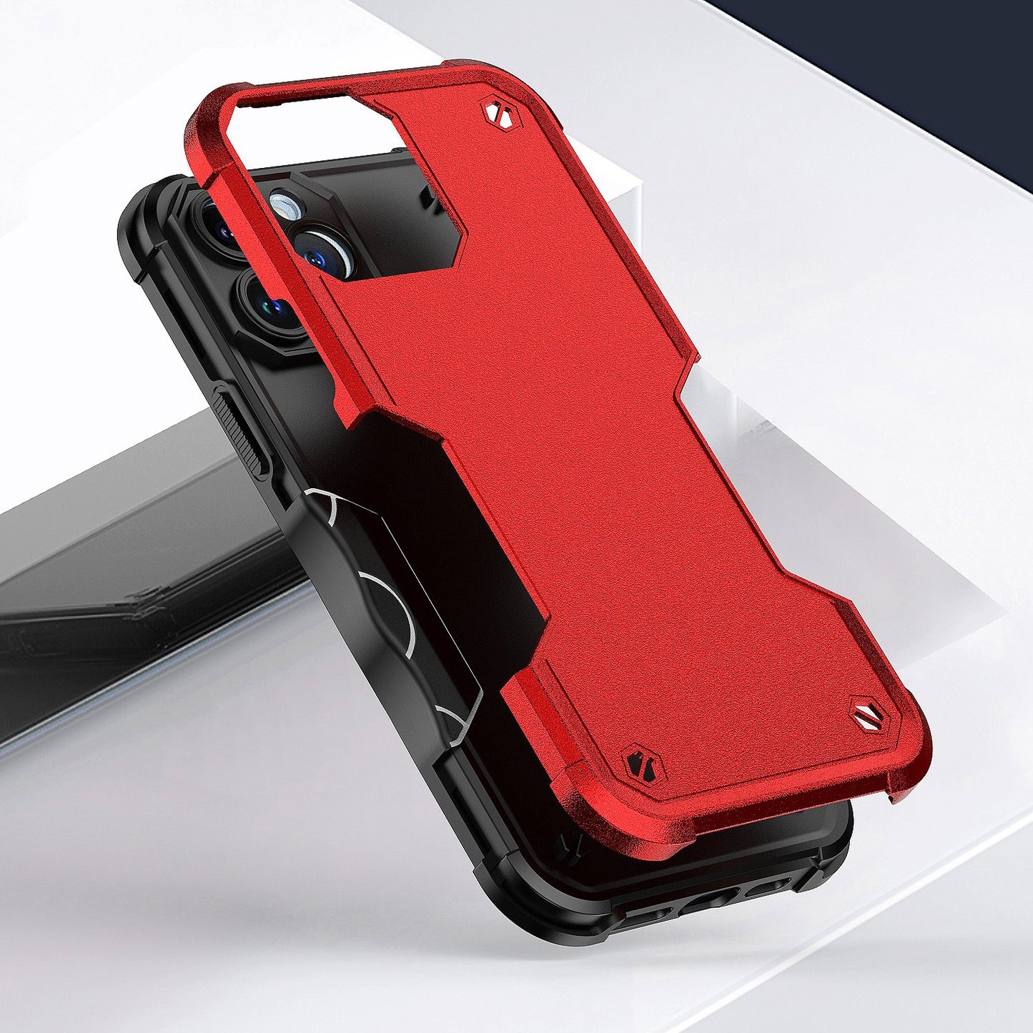 For Apple iPhone 14 Pro (6.1") Tough Shockproof Hybrid Heavy Duty Dual Layer TPU Bumper Rugged Rubber Defend Armor Red Phone Case Cover
