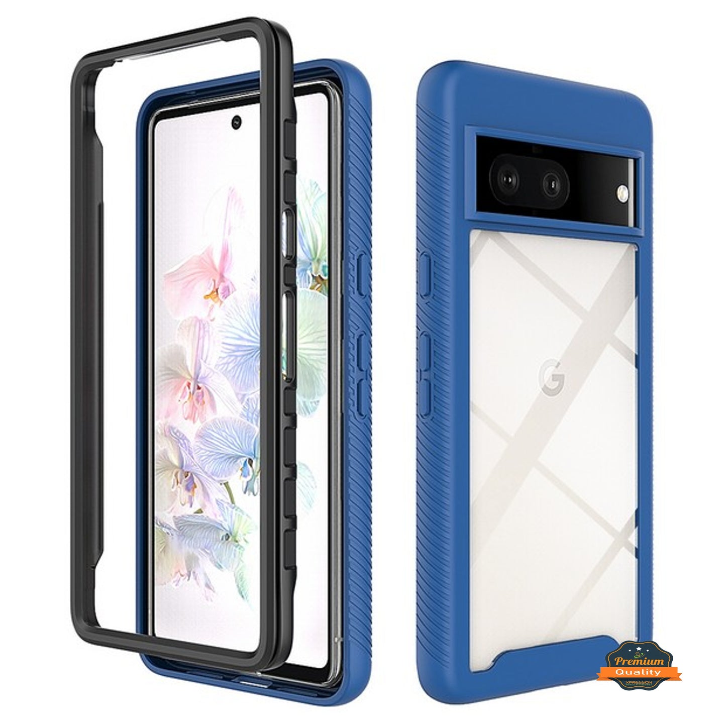 For Google Pixel 7 Pro Full Body Armor Slim Hybrid Double Layer Hard PC + TPU Transparent Back Rugged Frame Shockproof  Phone Case Cover