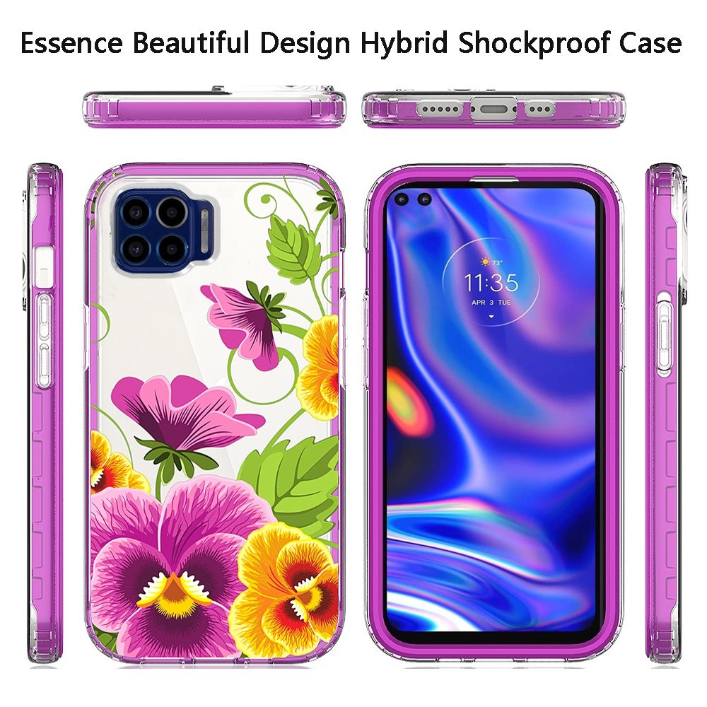 For Apple iPhone 14 Plus (6.7") Beautiful Design 3in1 Hybrid Triple Layer Armor Hard PC Plastic Rubber Frame Purple Summer Floral Phone Case Cover