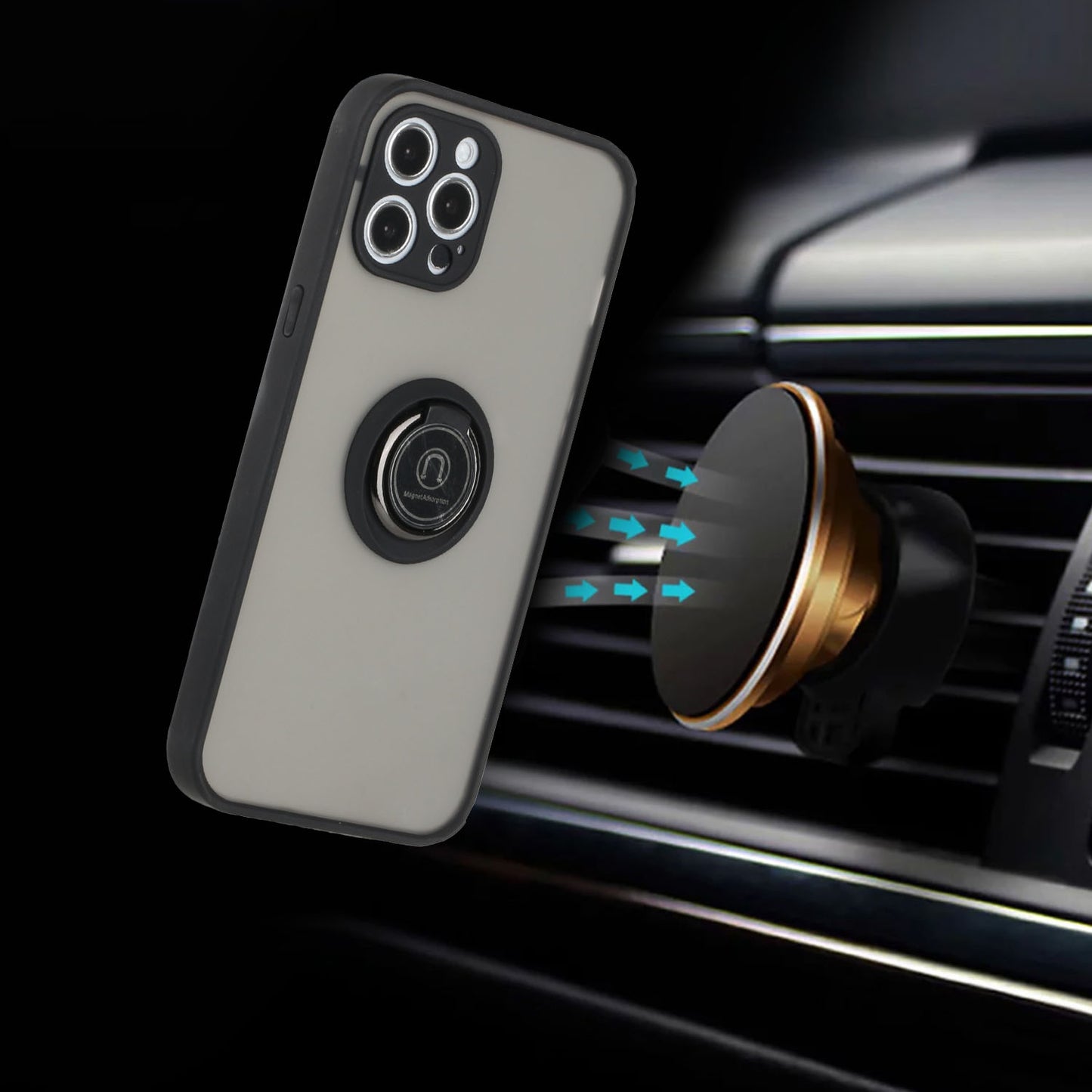 For Apple iPhone 14 Pro (6.1") Hybrid Protective TPU Shockproof with 360° Rotation Ring Metal Stand & Covered Camera  Phone Case Cover