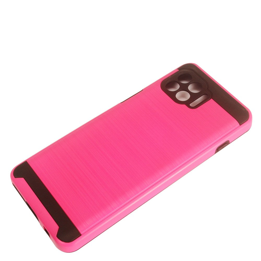 For Motorola Moto One 5G, Moto G 5G Plus Brushed Texture Slim Hybrid Shockproof Dual Layer Hard TPU Silicone Armor Rugged Pink Phone Case Cover