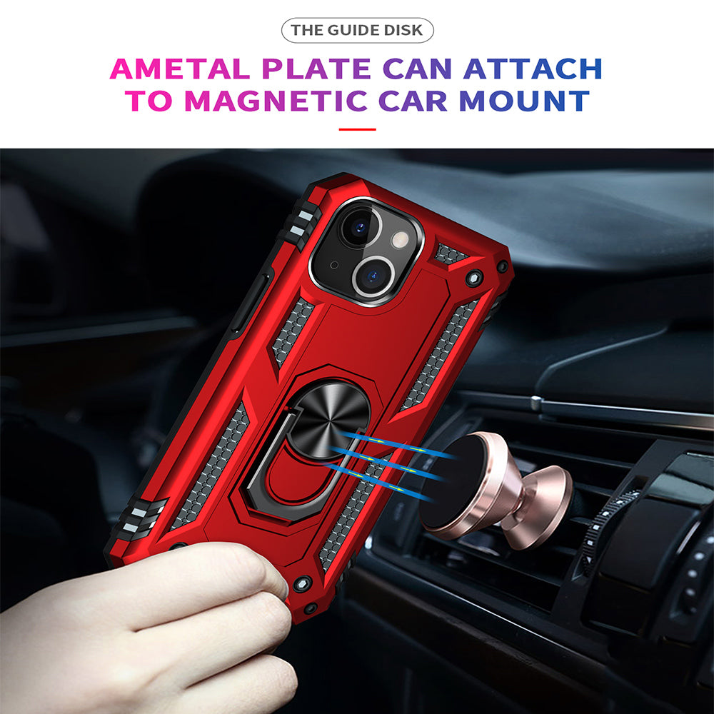 For Apple iPhone 14 /Pro Max Military Grade Heavy Duty Armor Hybrid with Ring Kickstand Finger Loop Stand  Phone Case Cover