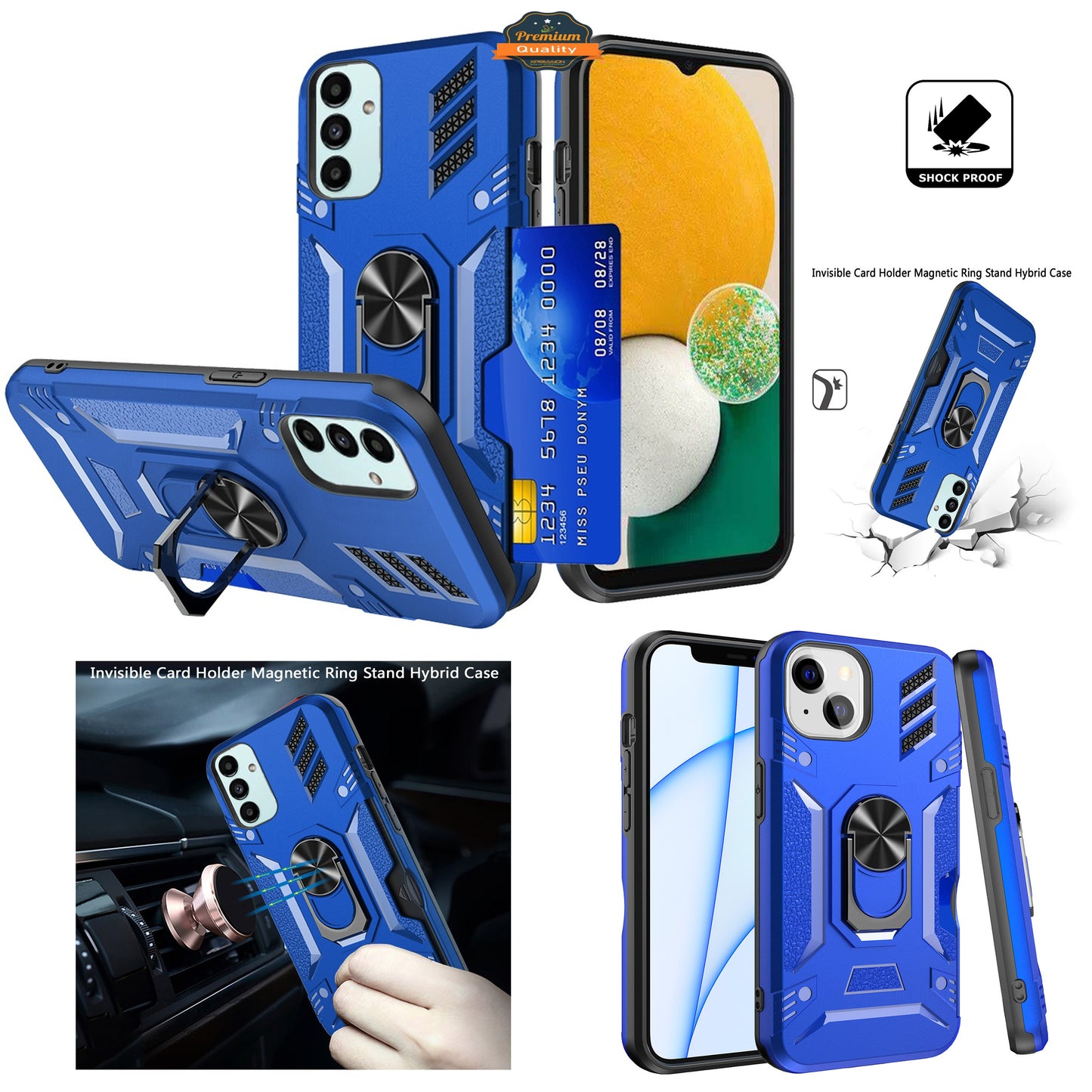 For Samsung Galaxy A33 5G Wallet Case Hybrid Ring Stand with Invisible Credit Card Holder Heavy Duty Shockproof Rugged  Phone Case Cover