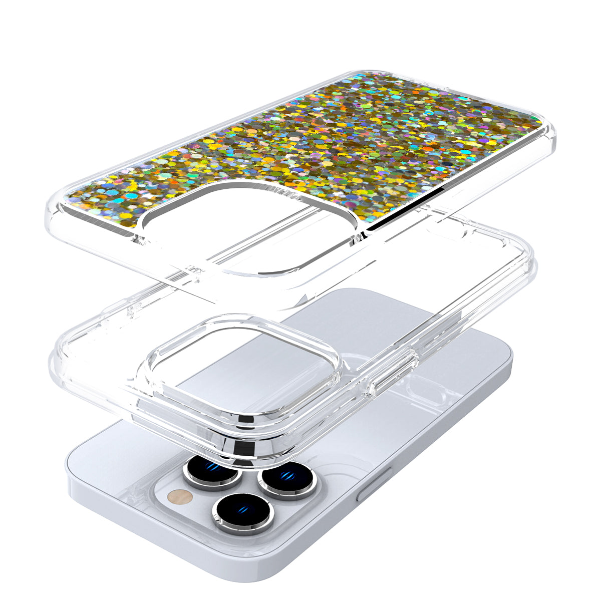 For Apple iPhone SE 3 (2022) SE 2nd/8/7 Colorful Glitter Bling Sparkle Epoxy Glittering Shining Hybrid Hard PC TPU  Phone Case Cover