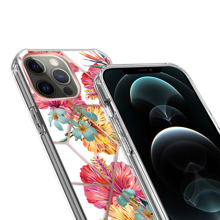 For Apple iPhone 14 Pro Max (6.7") Fashion Art Floral Design Beautiful Flower Pattern Hybrid Protective Hard  Phone Case Cover