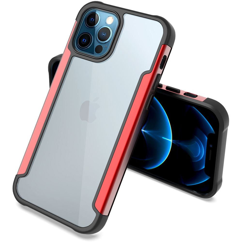 For Apple iPhone 13 Pro (6.1") Hybrid Aluminum Alloy Metal Clear Transparent Back PC TPU Bumper Shockproof  Phone Case Cover