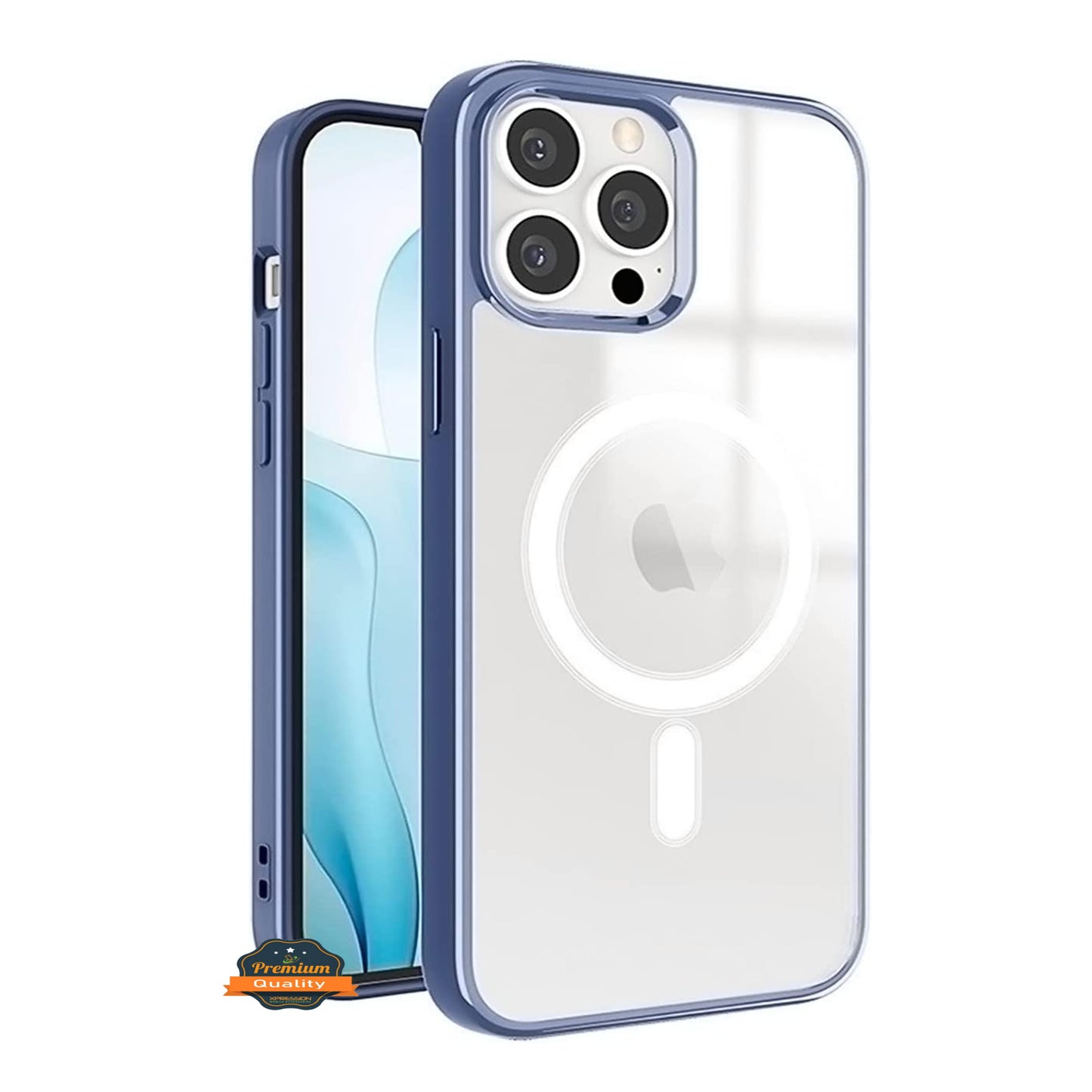 For Apple iPhone 14 Plus (6.7") Hybrid Clear Transparent Colors Edge Bumper with Magsafe Compatible, Slim Hard PC  Phone Case Cover