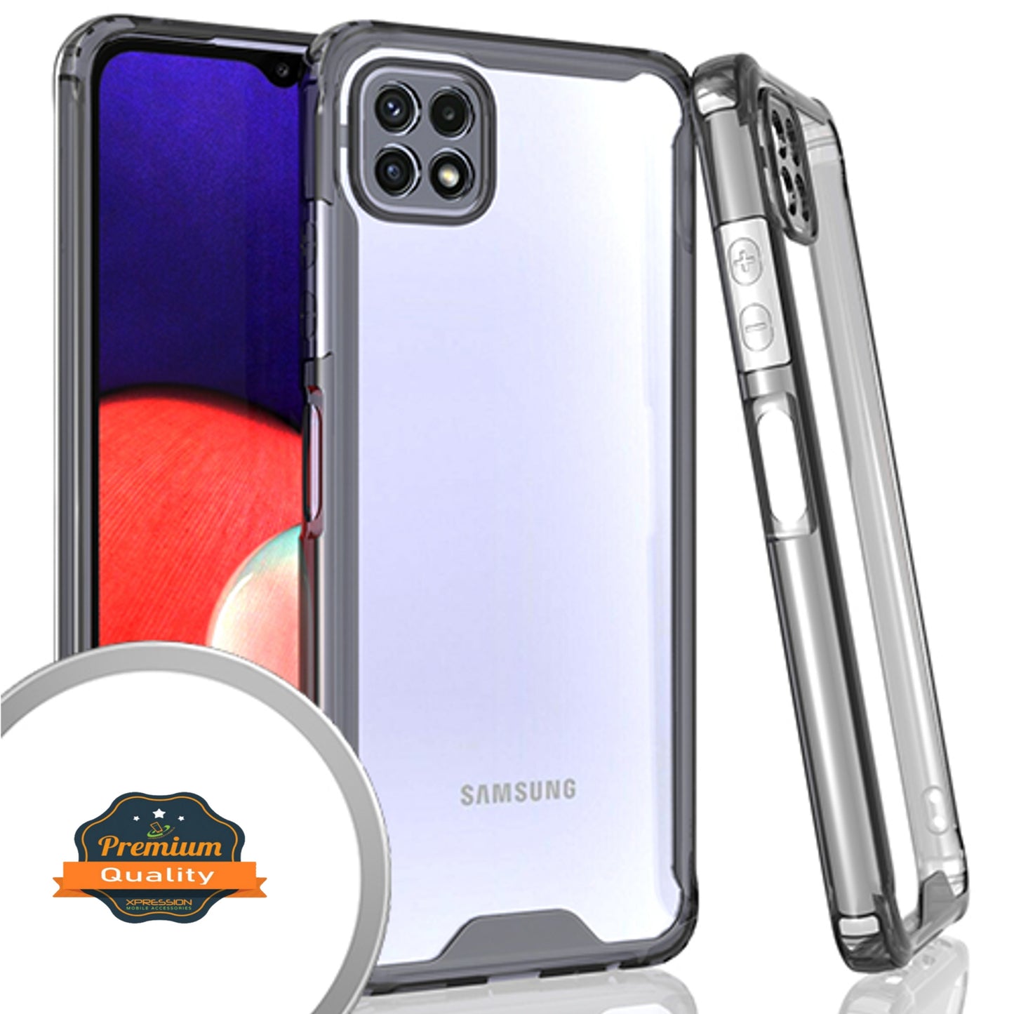 For Boost Mobile Celero 5G Slim Body Frame [Shock-Absorption] Hybrid Defender Rubber Gummy TPU Clear Hard Back Protective  Phone Case Cover
