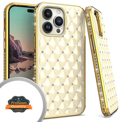 For Apple iPhone 14 Plus /Pro Max Diamonds Fashion Bling Rhinestone Glitter Luxury Plating Hybrid TPU Sturdy Hard PC TPU Back  Phone Case Cover
