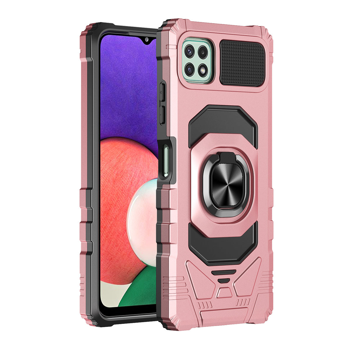 For Samsung Galaxy A22 5G Hybrid Dual Layer with Rotate Magnetic Ring Stand Holder Kickstand, Rugged Shockproof Anti-Scratch Protective  Phone Case Cover
