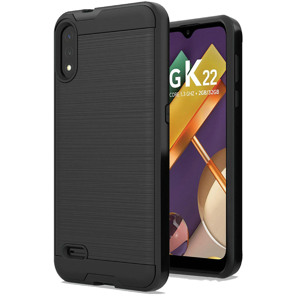 For Samsung Galaxy A03S Hybrid Rugged Brushed Metallic Design [Soft TPU + Hard PC] Dual Layer Shockproof Armor Impact  Phone Case Cover