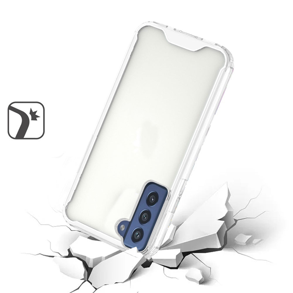 For Samsung Galaxy S21 Ultra Colored Shockproof Transparent Hard PC + Rubber TPU Hybrid Bumper Shell Slim Protective Clear Phone Case Cover