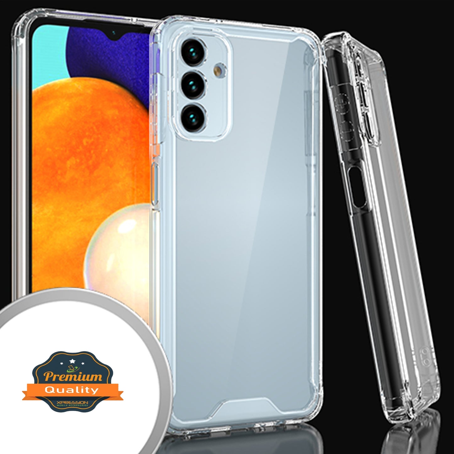 For Samsung Galaxy A03S Slim Body Frame [Shock-Absorption] Hybrid Defender Rubber Silicone Gummy TPU Clear Hard Back  Phone Case Cover