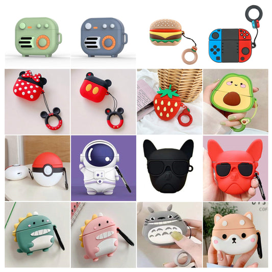 For Apple AirPods 3 (2021) Hybrid Cute 3D Fun Design Silicone Skin Cartoon Animal with Keychain Holder Rubber TPU Soft  Phone Case Cover
