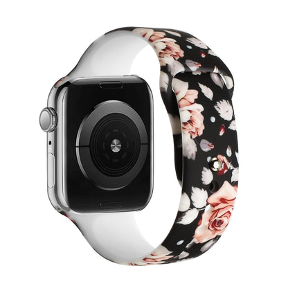 For Apple Watch Series 7/SE/6/5/4/3/2/1 Pattern Soft Silicone Design Wristband Watch Band