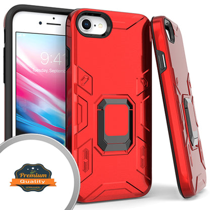 For Apple iPhone SE 3 (2022) SE/8/7 Hybrid Heavy Duty Armor Protective Bumper with 360° Degree Ring Holder Kickstand  Phone Case Cover