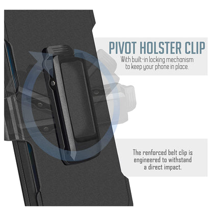 For Apple iPhone 14 Pro Max (6.7") Heavy Duty Rugged Shockproof Protection Hybrid Kickstand with Swivel Belt Clip Holster Black Phone Case Cover