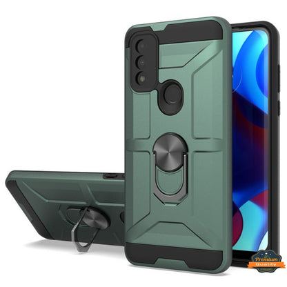 For Motorola Moto G Power 2022 Hybrid Ring Stand [360° Rotatable Ring Holder Magnetic Kickstand] Armor Shockproof Rubber TPU  Phone Case Cover