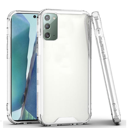 For Samsung Galaxy Note 20 Colored Shockproof Transparent Hard PC + Rubber TPU Hybrid Bumper Shell Thin Slim Protective Clear Phone Case Cover