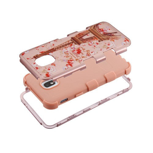 For Samsung Galaxy J3 V /J3 3rd Gen /Galaxy Express Prime 3 Stylish Hybrid Three Layer Hard PC Shockproof Heavy Duty TPU Anti-Drop Paris in Full Bloom Phone Case Cover