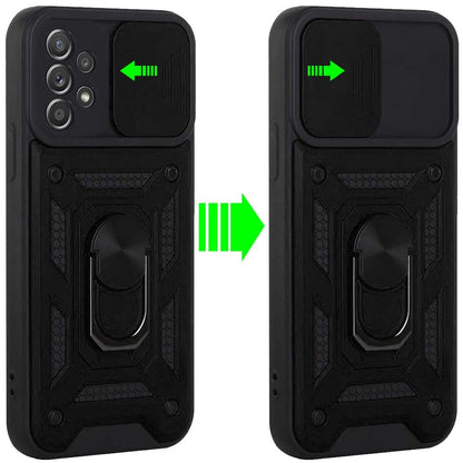 For Samsung Galaxy A53 5G Hybrid Cases with Camera Lens Cover and Ring Holder Kickstand Rugged Dual Layer Heavy Duty  Phone Case Cover