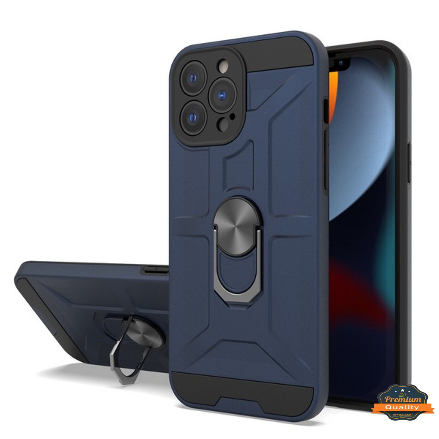 For Apple iPhone 13 Pro Max (6.7") Hybrid Ring Stand [360° Rotatable Ring Holder Magnetic Kickstand] Armor Shockproof TPU  Phone Case Cover