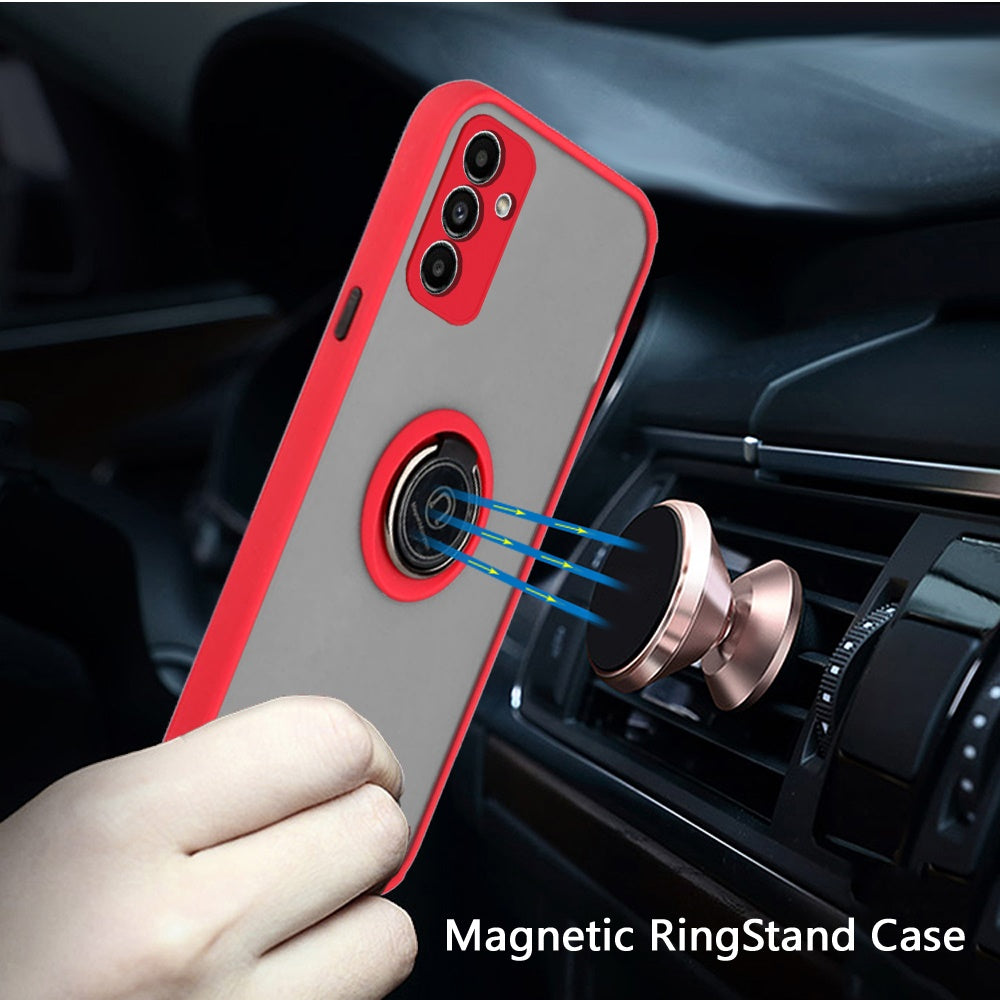 For Samsung Galaxy Note 8 Hybrid Protective PC TPU Shockproof with 360° Rotation Ring Magnetic Stand & Covered Camera Red Phone Case Cover