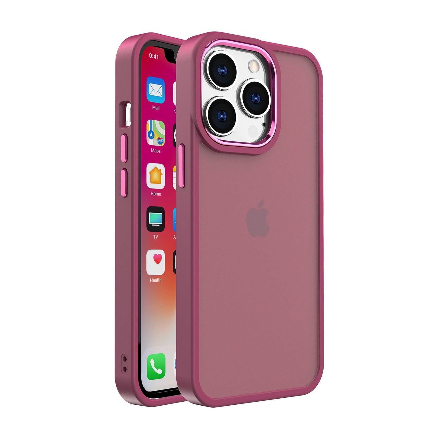 For Apple iPhone 14 Plus (6.7") Slim Fit Hybrid Frosted Matte Polished Oil Thick Acrylic Hard PC TPU Frame  Phone Case Cover