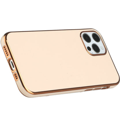 For Apple iPhone 14 /Plus Pro Max Electroplated Fashion Solid Gold Frame Hybrid Rubber TPU Hard PC Slim Fit  Phone Case Cover