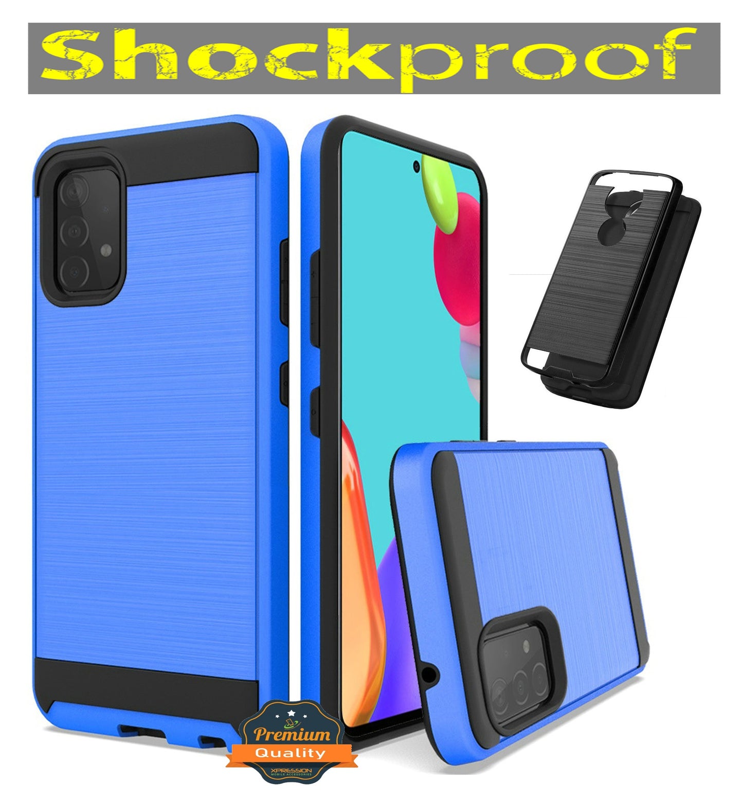 For Samsung Galaxy A13 5G Hybrid Rugged Brushed Metallic Design [Soft TPU + Hard PC] Dual Layer Shockproof Armor Impact  Phone Case Cover