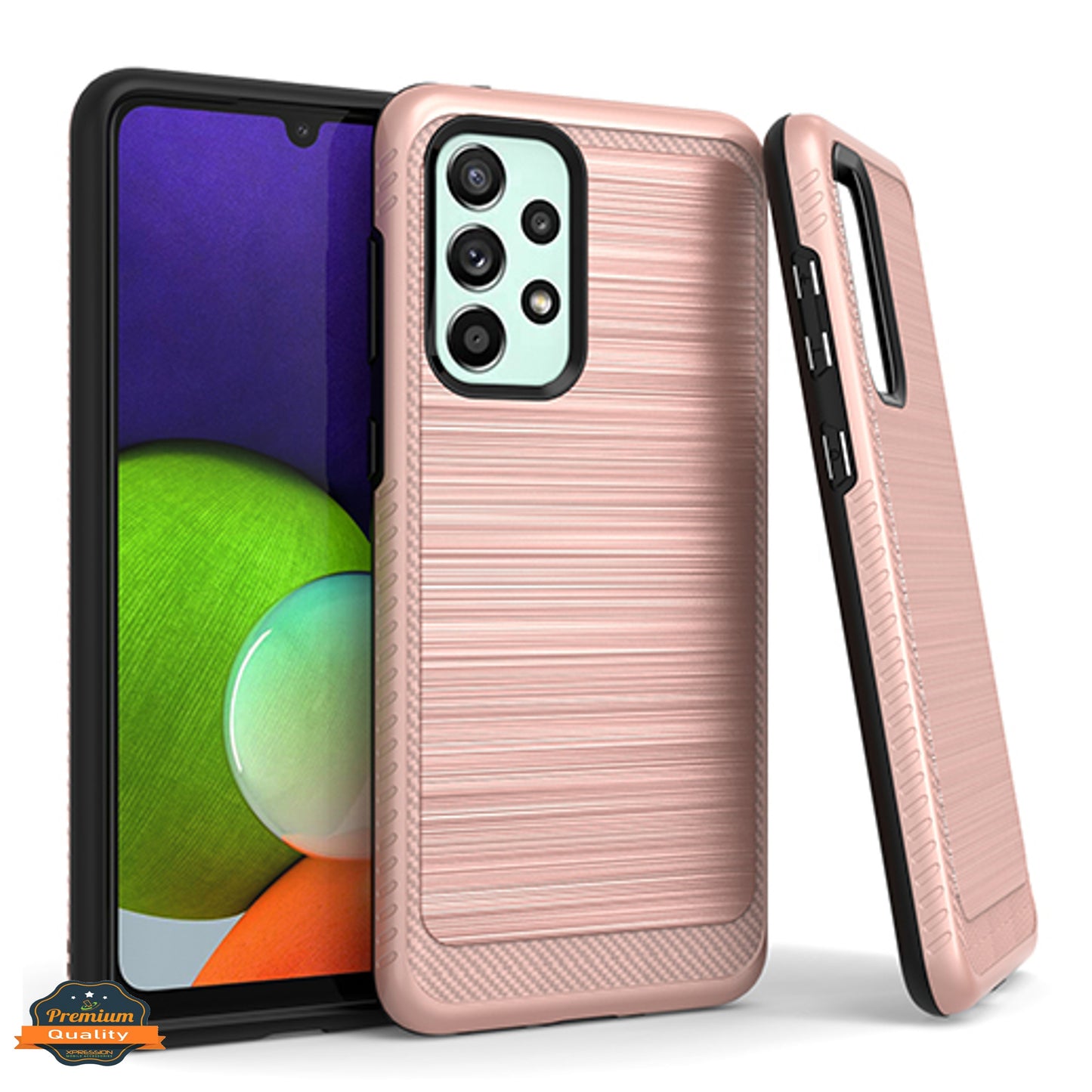 For Samsung Galaxy A33 5G Brushed Texture Rugged Carbon Fiber Design Hybrid Shockproof Dual Layers Hard PC Protective  Phone Case Cover