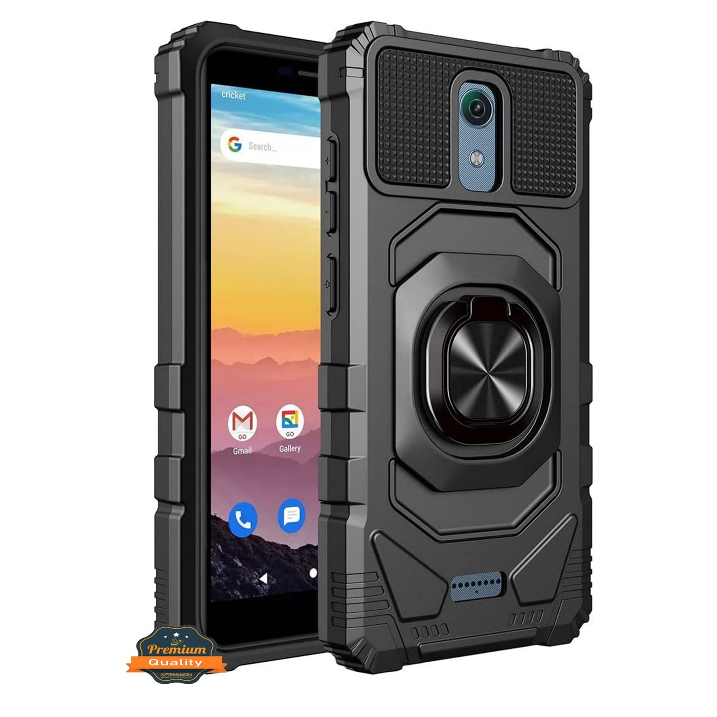 For TCL Stylus 5G Full-Body 2in1 Magnetic Car Mount Metal Ring Holder Kickstand Heavy Duty Hybrid Armor Defender  Phone Case Cover