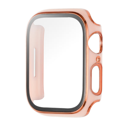 For Apple Watch Series 7/6/SE/5/4/3/2/1 Full Coverage Frame Bumper Chromed with Tempered Glass Screen Protector Hard Cover