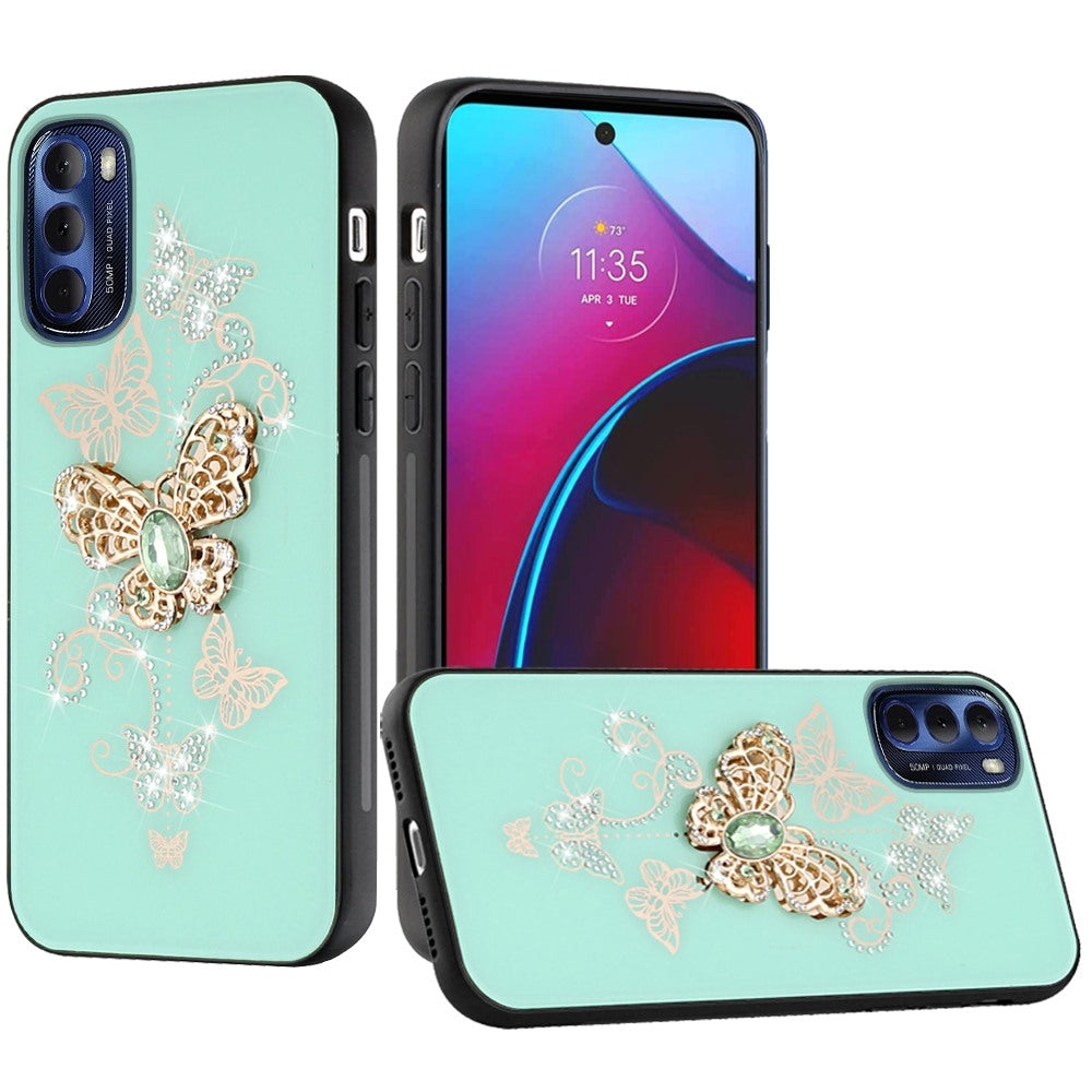 For Motorola Moto G Stylus 2022 4G Diamond Bling Sparkly Glitter Ornaments Engraving Hybrid Ring Stand Fashion  Phone Case Cover