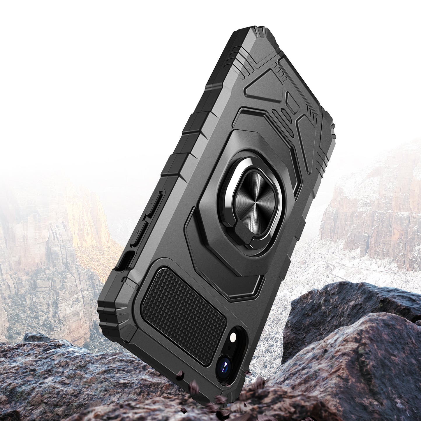 For Apple iPhone XR Hybrid 2in1 Dual Layer with Rotate Magnetic Ring Stand Holder Kickstand, Rugged Shockproof Protective  Phone Case Cover