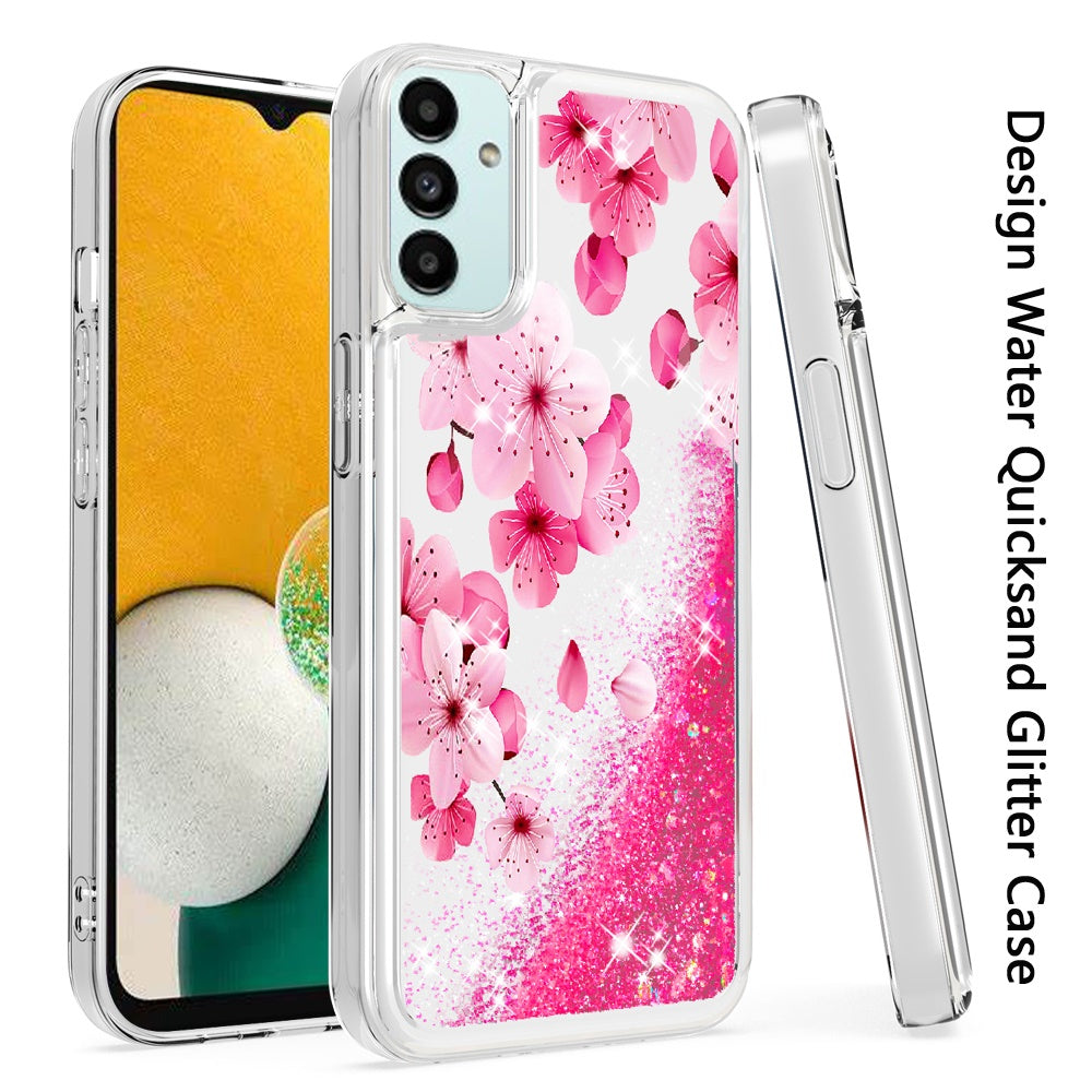 For Motorola Moto G Stylus 5G 2022 Quicksand Water Flowing Liquid Floating Glitter Bling Flower Fashion TPU Hybrid  Phone Case Cover