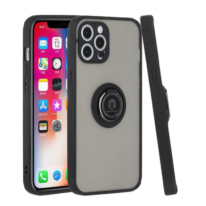 For Apple iPhone 14 Pro (6.1") Hybrid Protective TPU Shockproof with 360° Rotation Ring Metal Stand & Covered Camera  Phone Case Cover
