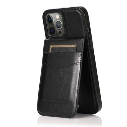 For Apple iPhone 13 Pro Max Wallet Case with Credit Card Holder Vertical Leather Kickstand Magnetic Buttons Flip Pouch  Phone Case Cover