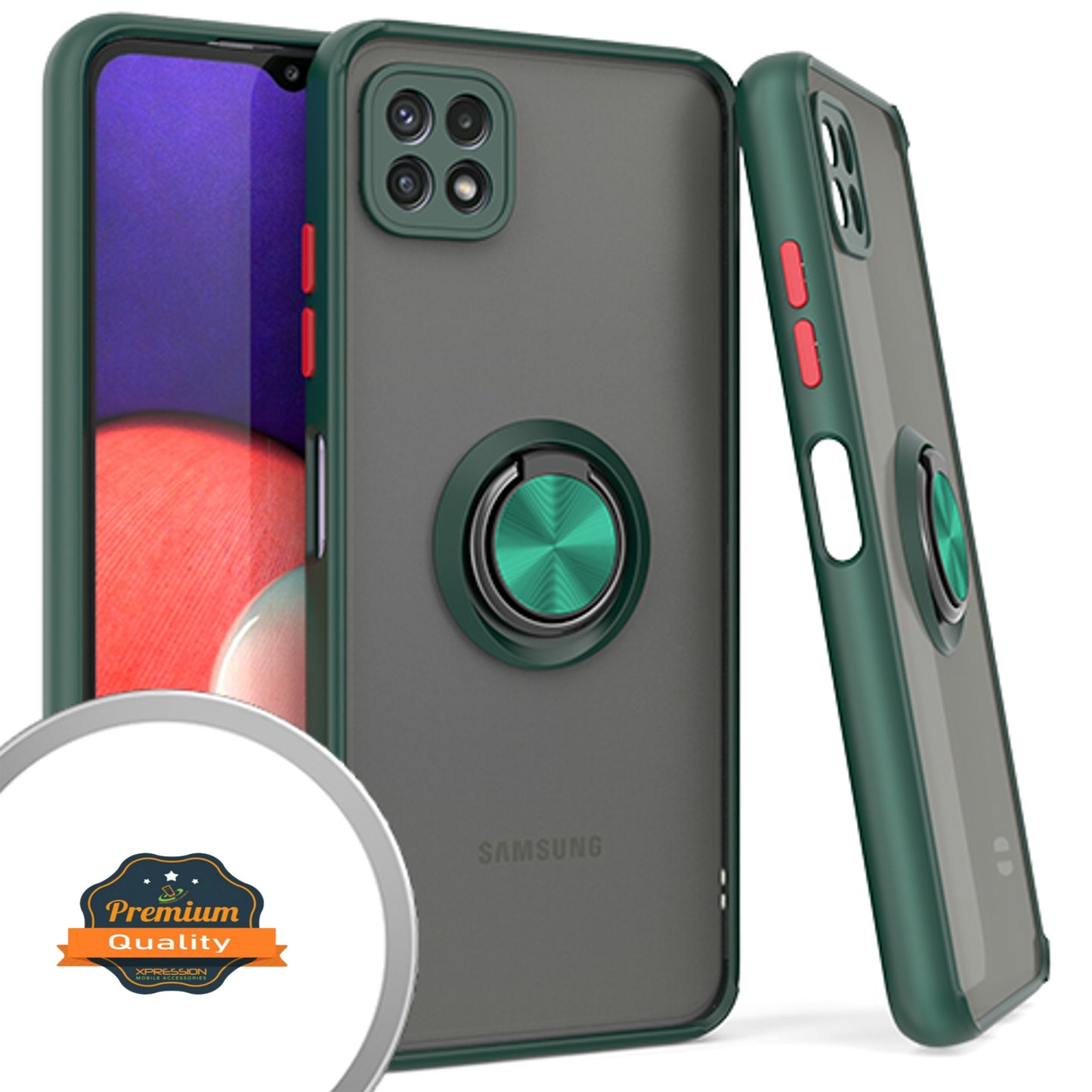 For Boost Mobile Celero 5G Finger Ring Stand Holder Kickstand Hybrid Frosted Matte TPU Hard PC Frame Shock-Absorption  Phone Case Cover
