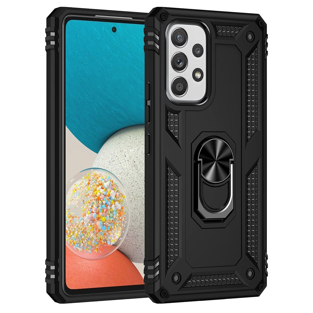 For Samsung Galaxy A53 5G Military Grade Heavy Duty Armor Hybrid with Rotating Metal Ring Kickstand Finger Loop Stand  Phone Case Cover