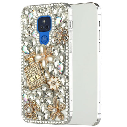 For Motorola Edge+ 2022 /Edge Plus Bling Clear Crystal 3D Full Diamonds Luxury Sparkle Rhinestone Hybrid Protective Pearl Flowers Perfume Phone Case Cover