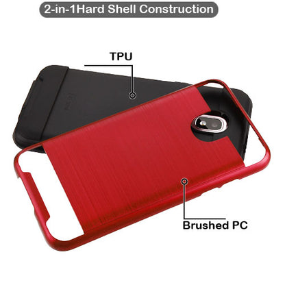 For Samsung Galaxy J3 V /J3 3rd Gen /Galaxy Express Prime 3 Dual Layer Hybrid Armor Rubber TPU Hard PC Shockproof Rugged Texture Red Phone Case Cover