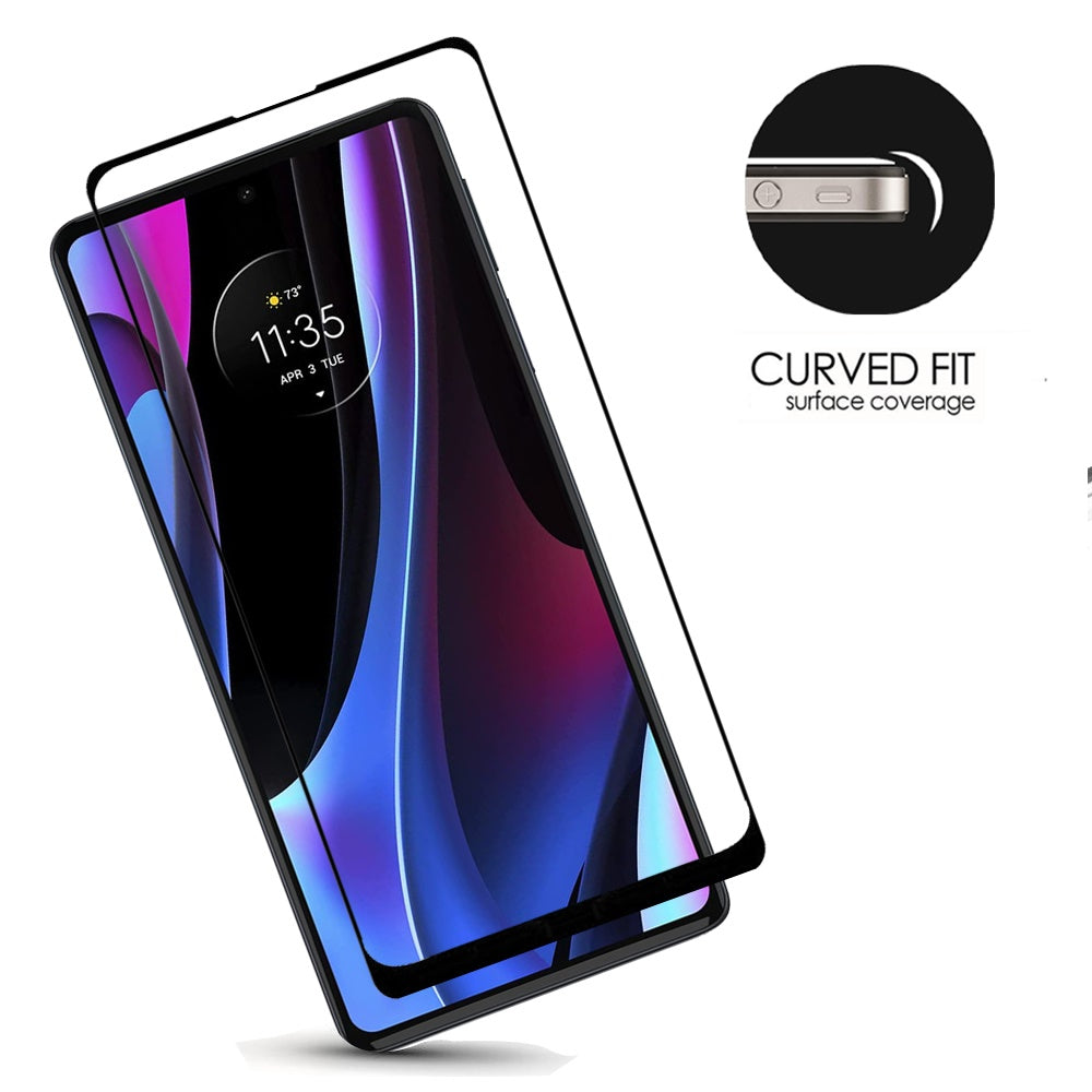 For Motorola Edge+ 2022 /Edge Plus Screen Protector Tempered glass Protective Film [3D Curved Full Coverage][9H Hardness][No bubbles][Case Friendly] Clear Black Screen Protector